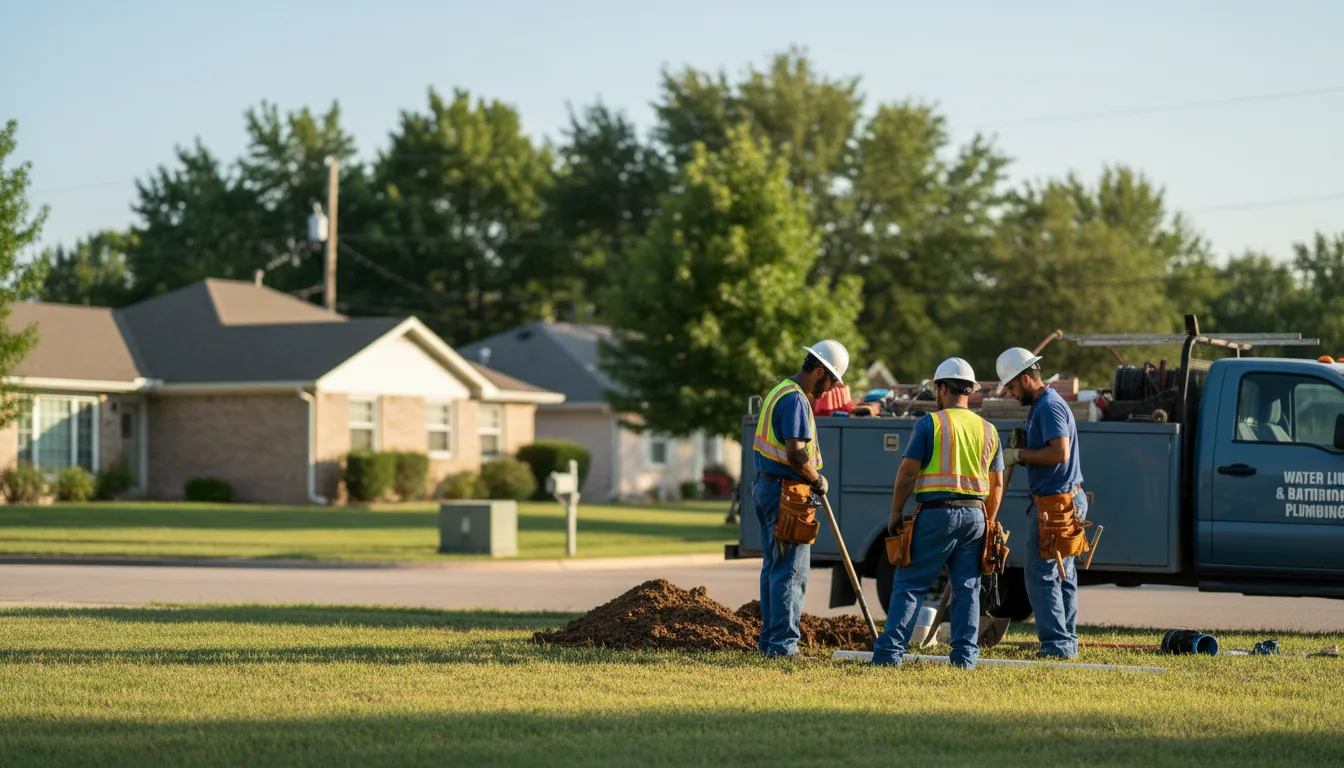 Residential water line and bathroom plumbing service in Lane, OK